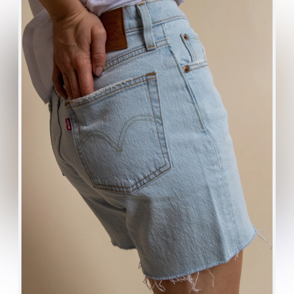 Levi's 501 Mid Thigh Light Blue Jean Shorts